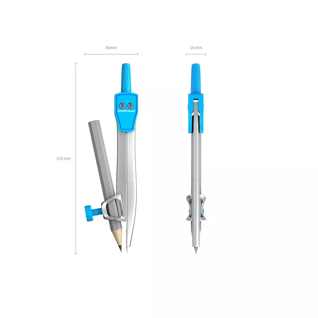 Compas metalic cu creion, suport universal, raza maxima 18,5 cm, lungime 123 mm - 3 | YEO