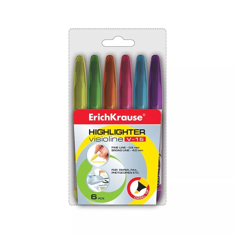 Marker evidentiator, set 6 bucati, scriere 0.6 mm si 4 mm, multicolor - 1 | YEO