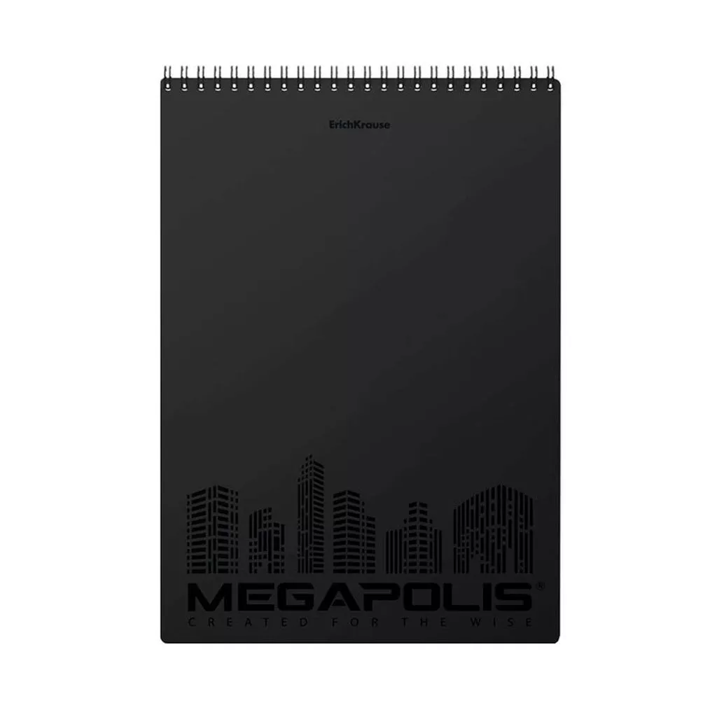 Bloc de notite A4, 80 file matematica, spirala metalica, Megapolis, coperti negre - 1 | YEO