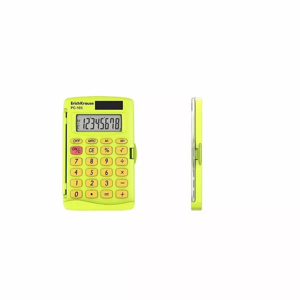 Calculator electronic de buzunar, afisaj LCD, 8 cifre, alimentare dubla, verde