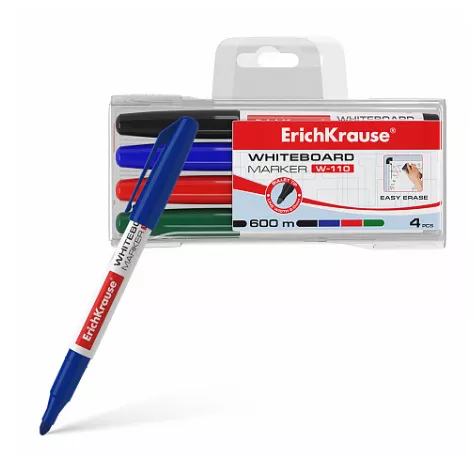 Set 4 markere pentru whiteboard, grosime scriere 0.8-2.20 mm, rosu, verde, negru, albastru - 1 | YEO