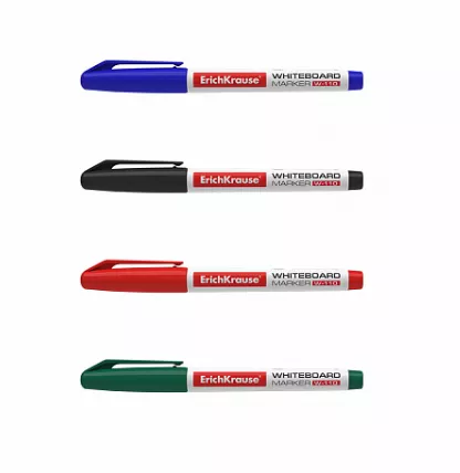 Set 4 markere pentru whiteboard, grosime scriere 0.8-2.20 mm, rosu, verde, negru, albastru