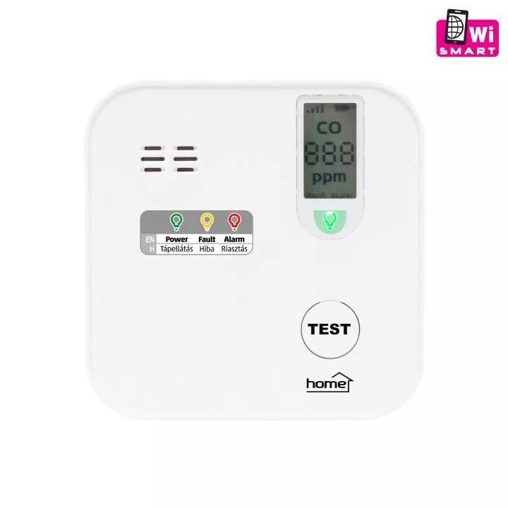 Alarma de monoxid de carbon, compatibil Tuya, conexiune Wi-Fi, afisaj LCD, senzor electrochimic avansat, alb