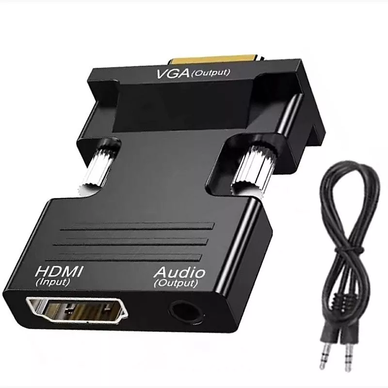 Convertor VGA D-SUB - HDMI 1.3, cablu jack inclus, full HD, 5V, negru