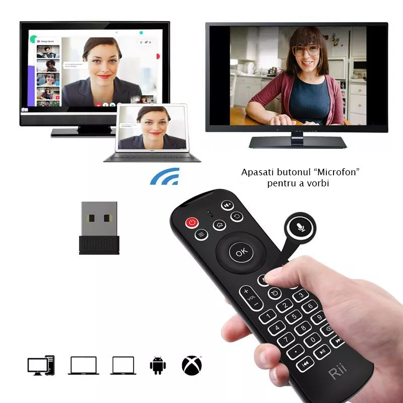 Mini tastatura wireless si telecomanda Smart TV, Xbox, PS4, Airmouse 3D 6 axe, Rii MX6 - 1 | YEO