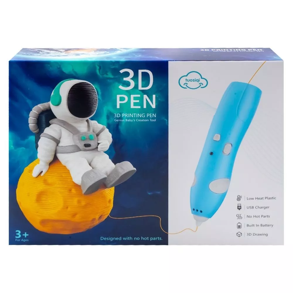 Creion 3D pentru crearea de obiecte tridimensionale, fire PCL, sabloane, fire USB, baterie Lithium, 14.5x3x3.5 cm