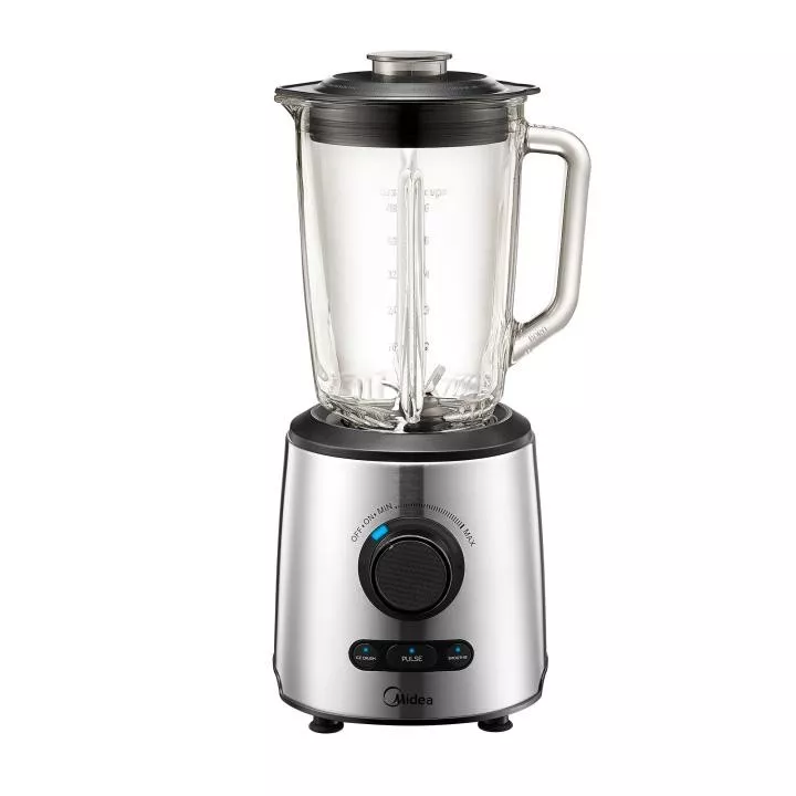 Blender Midea 600W, 1.5L, 21000 rpm, 6 lame, functie smoothie, viteza reglabila, pahar gradat, gri