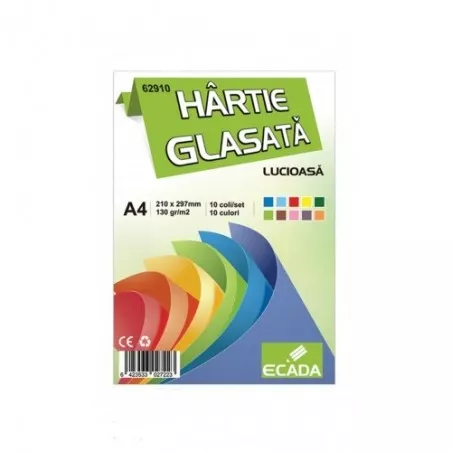 Hartie glasata lucioasa culori asortate set 10 coli