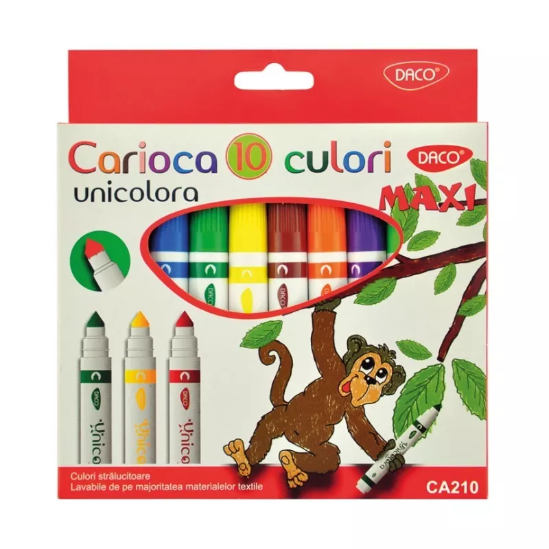 Set carioci groase Maxi Unicolora Daco 10 culori