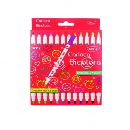 Set 12 carioci Bicolora Daco cu varf conic