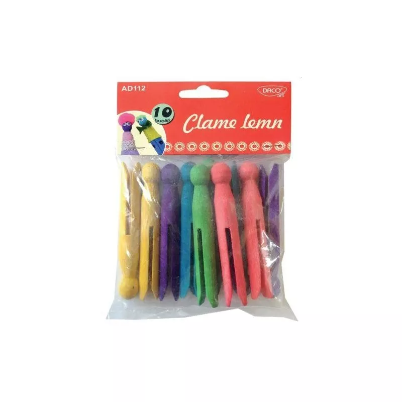 Set 10 cleme colorate din lemn Daco