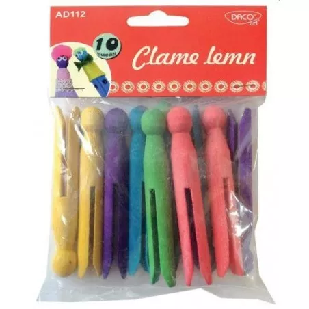 Set 10 cleme colorate din lemn Daco