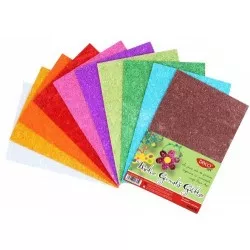 Hartie gumata glitter 20x30 cm  set 10 culori asortate