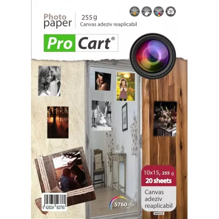 Canvas foto adeziv inkjet reaplicabil pe orice suprafata, 10x15 cm, 255 g