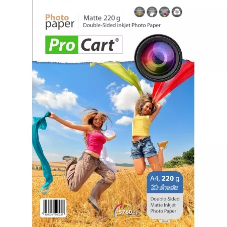 Hartie FOTO Matte printabila fata-verso 220g A4, top 20 coli