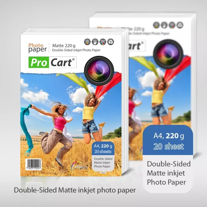 Hartie FOTO Matte printabila fata-verso 220g A4, top 20 coli