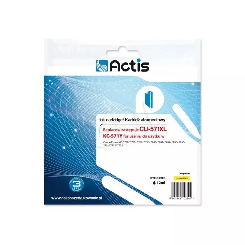 Cartus compatibil Canon CLI-571XL, Yellow, 12 ml, Actis