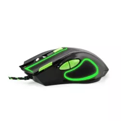 Mouse optic jocuri, fir, USB, 7 butoane, 2400 DPI, iluminare verde, Esperanza, negru-verde