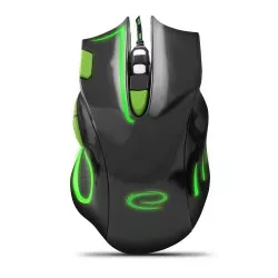 Mouse gaming, optic 2400 DPI, USB, cu fir, 7 butoane, iluminare verde, Esperanza