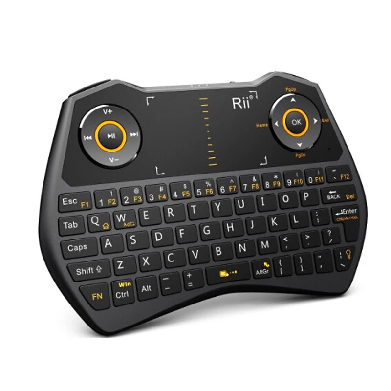 Mini tastatura wireless, iluminata, cu functie de AirMouse, Riitek i28