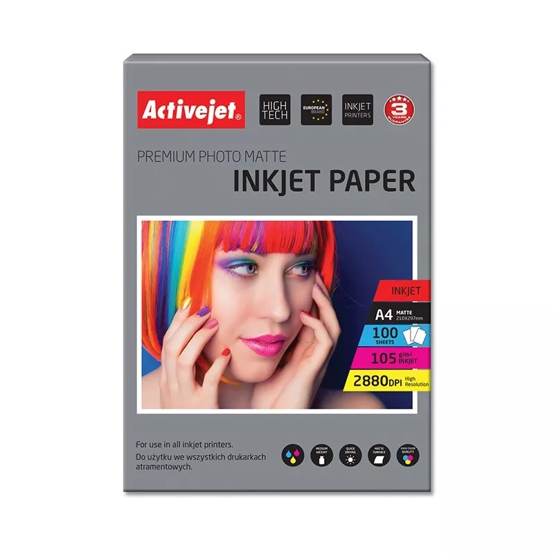 Hartie foto A4 Premium 105 Gr, 100 coli/top, Activejet, Inkjet