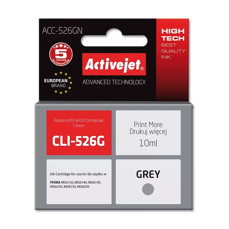 Cartus compatibil CLI-526G Grey pentru Canon, 10 ml, Premium Activejet, Garantie 5 ani