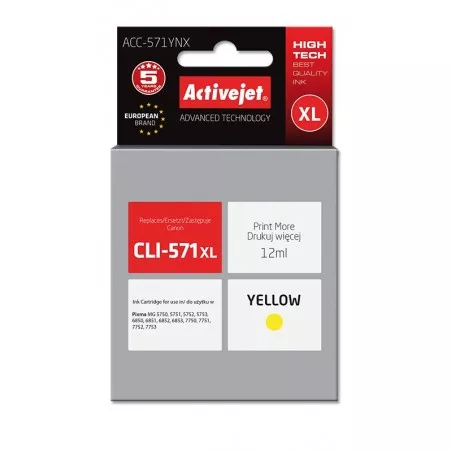 Cartus compatibil Canon CLI-571 Yellow XL, de capacitate mare