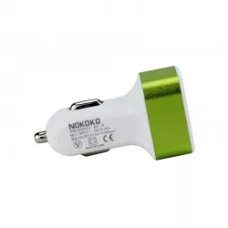 Adaptor bricheta auto, 3 porturi USB, pentru telefon si tableta, alb/verde