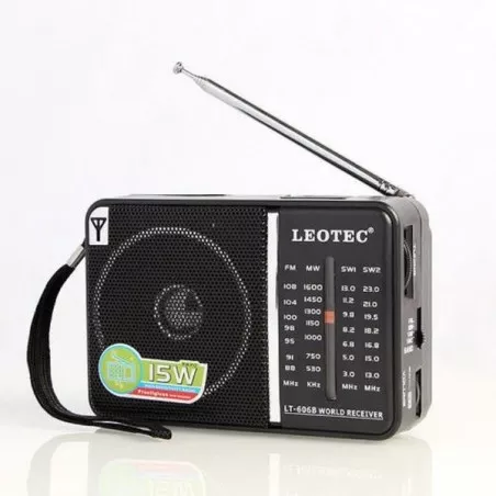 Radio portabil FM/MW/SW1/SW2, 15W, difuzor 4 Ohmi, control volum, Leotec