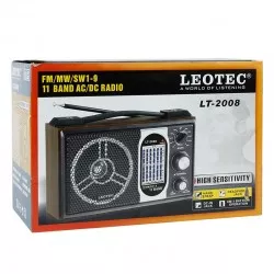 Radio de birou retro, 11 benzi, difuzor 80 mm, alimentare duala, Leotec