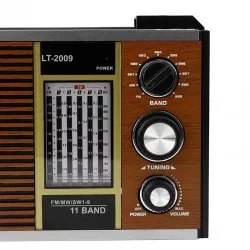 Radio retro, 11 benzi frecventa, Jack 3.5 mm, LED, control volum, Leotec