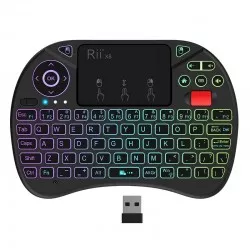 Mini tastatura wireless iluminata RGB, touchpad, rotita scroll, Rii X8 