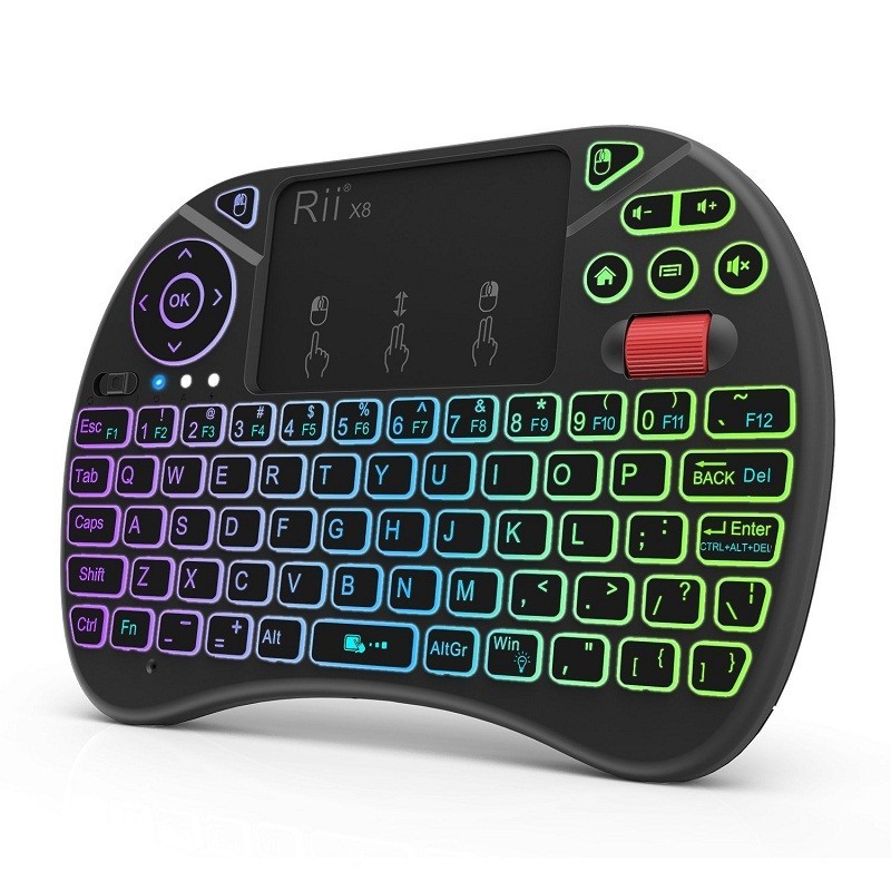 Mini Tastatura Wireless Iluminata Rgb Touchpad Scroll Mouse Taste