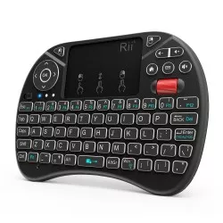 Mini tastatura wireless iluminata RGB, touchpad, rotita scroll, Rii X8 