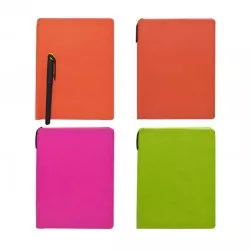 Agenda nedatata A5 cu pix, colturi rotunjite, coperta PVC, culori mixte