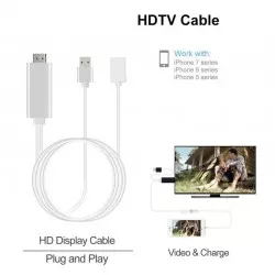 Cablu adaptor HDTV 3 in 1, Android iOS, lungime 1 m, argintiu, Rio