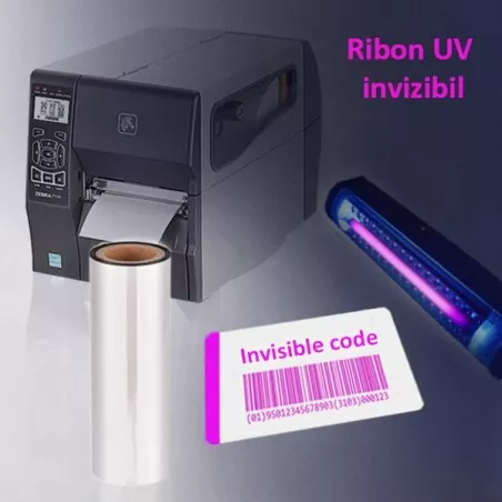 Ribon UV invizibil Magenta pentru imprimante termice, latime 110 mm, diametru 25 mm