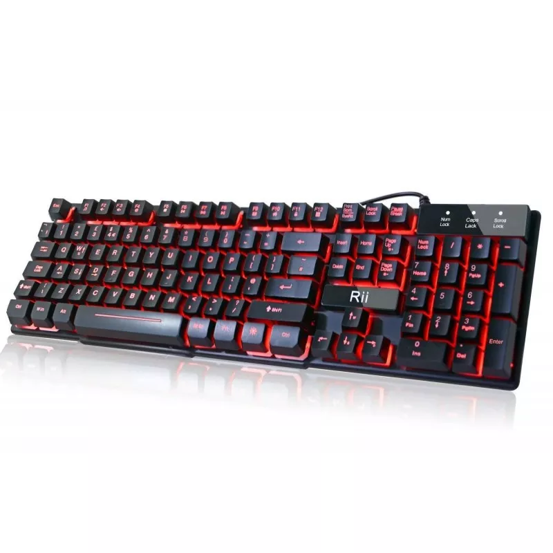 Tastatura Gaming USB, butoane multimedia, iluminata in 3 culori, Rii