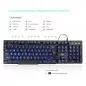 Tastatura Gaming USB, butoane multimedia, iluminata in 3 culori, Rii