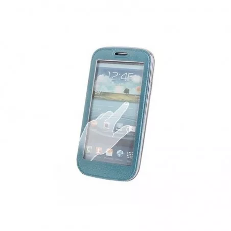 Husa Smart View Samsung S5/G900, piele ecologica, flip cover, albastru