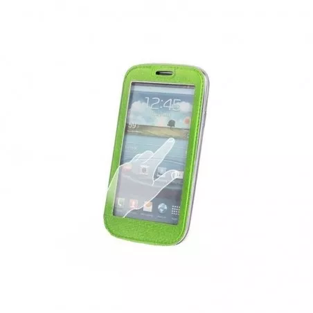 Husa Smart View Samsung S5/G900, flip cover, piele ecologica, verde