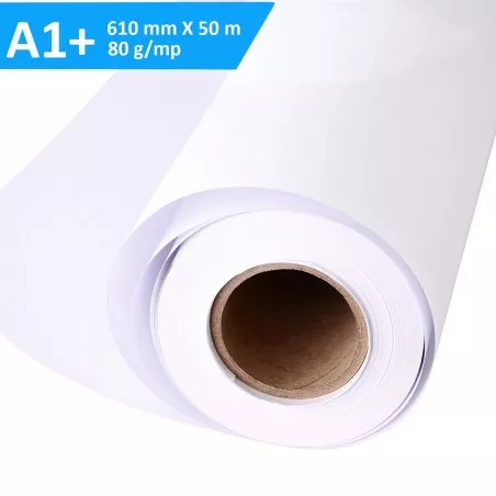 Rola de hartie A1+, 610x50m, 80g, pentru desen tehnic