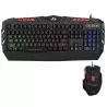 Kit tastatura si mouse gaming, iluminate LED, USB, taste multimedia, 2400 DPI