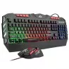 Kit tastatura si mouse gaming, iluminate LED, USB, taste multimedia, 2400 DPI