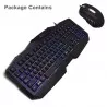 Tastatura si mouse gaming, iluminare multicolora, USB, 104 taste, Rii