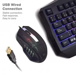 Tastatura si mouse gaming, iluminare multicolora, USB, 104 taste, Rii