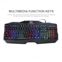 Tastatura si mouse gaming, iluminare multicolora, USB, 104 taste, Rii