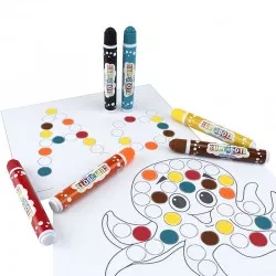 Set 6 carioci Dot Markers, 20ml lavabila, culori diferite, +3 ani