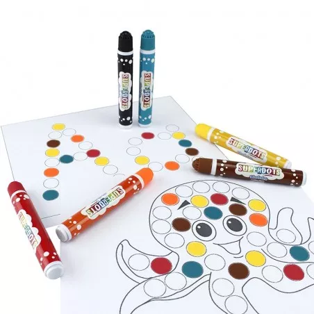 Set 6 carioci Dot Markers, 20ml lavabila, culori diferite, +3 ani