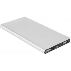 Power bank slim portabil, 20000mAh, USB, lanterna LED, argintiu